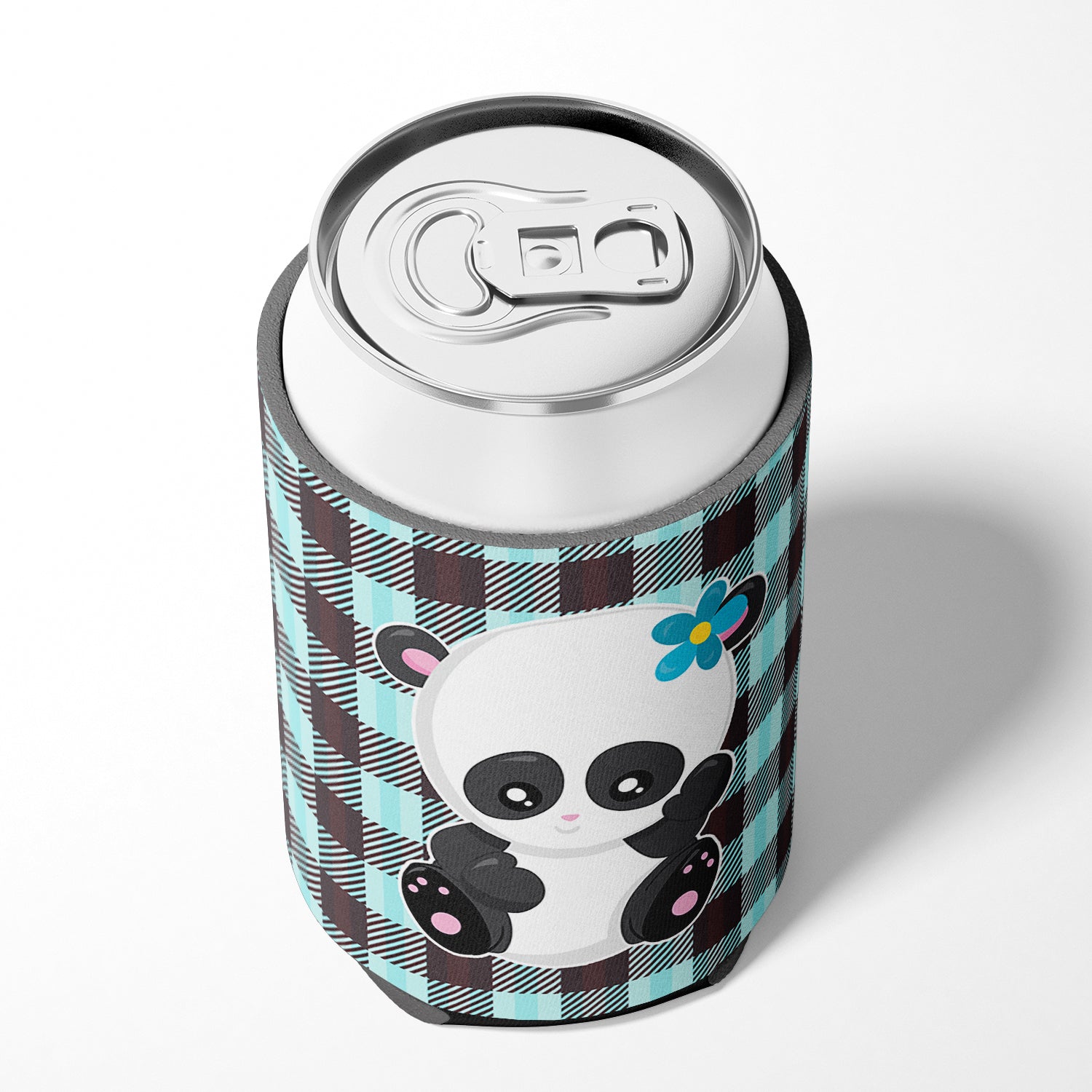 Panda on Plaid Can or Bottle Hugger BB6800CC