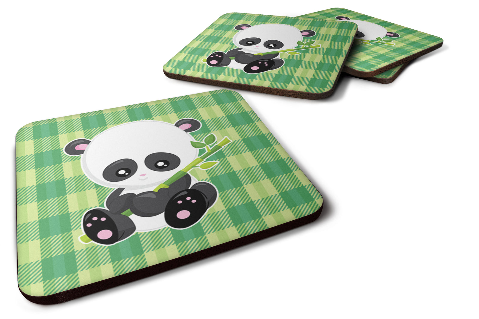 Panda Lucky Bamboo Foam Coaster Set of 4 BB6801FC - the-store.com