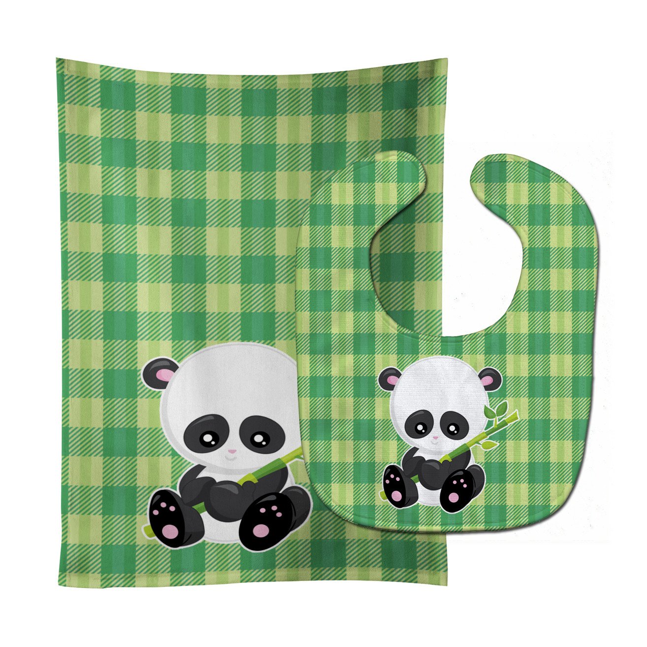 Panda Lucky Bamboo Baby Bib & Burp Cloth BB6801STBU by Caroline's Treasures