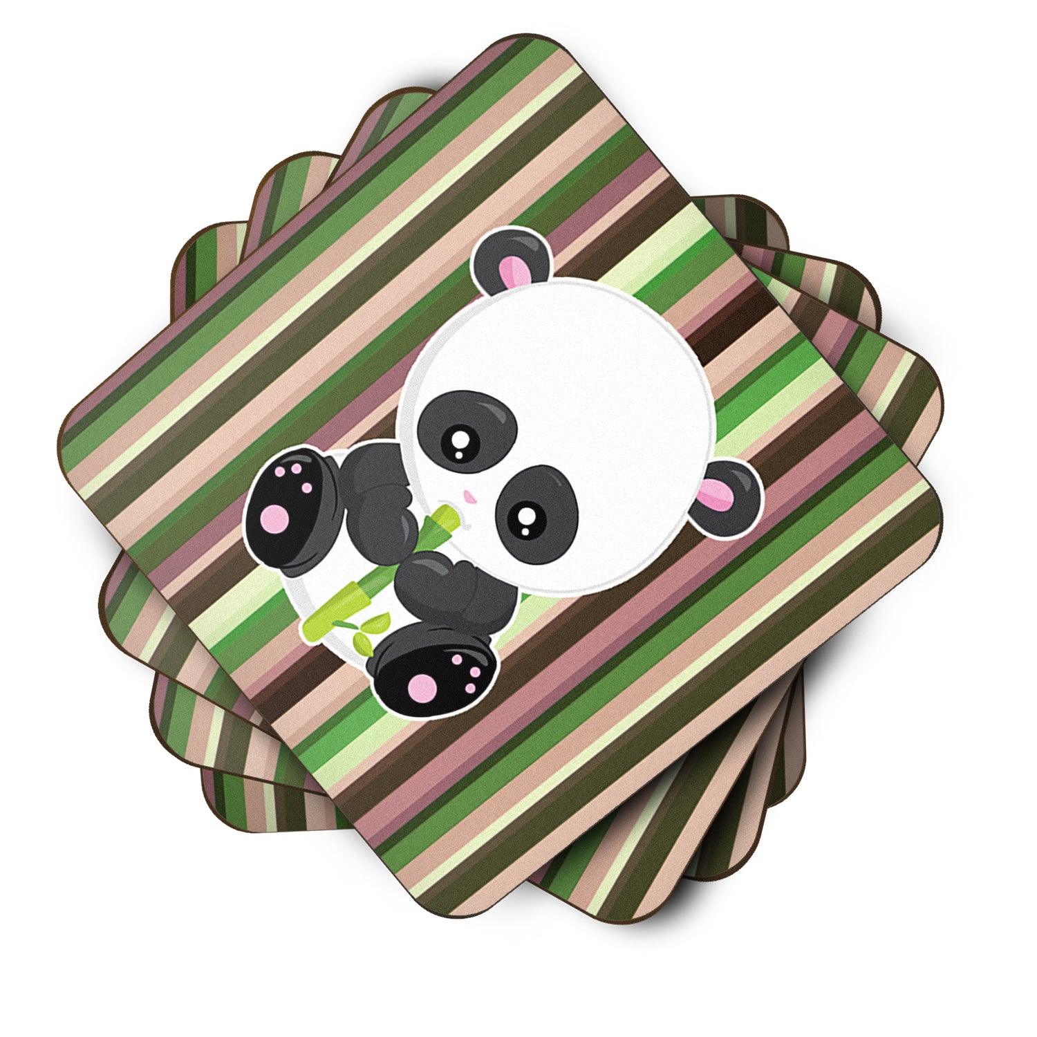 Bamboo Flute Panda Foam Coaster Set of 4 BB6803FC - the-store.com