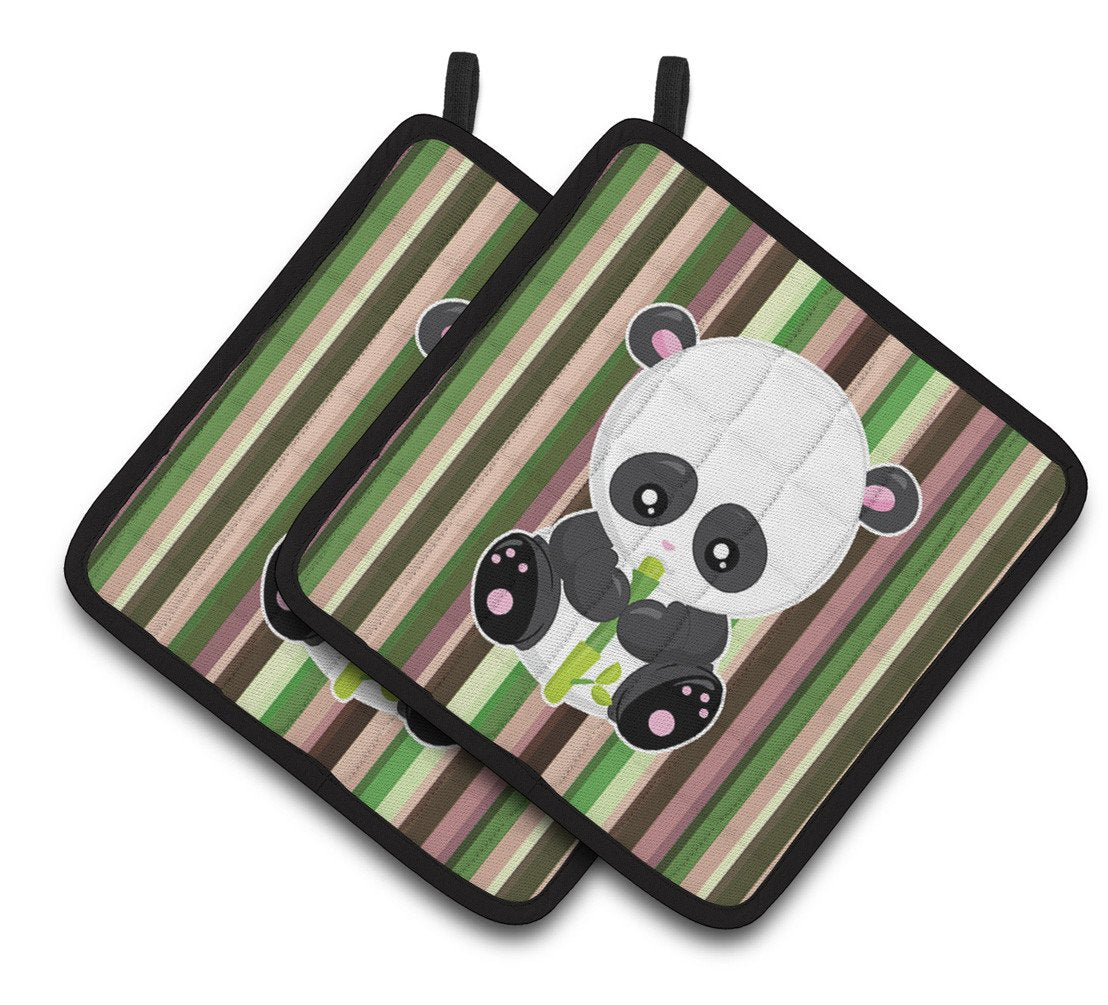 Bamboo Flute Panda Pair of Pot Holders BB6803PTHD by Caroline&#39;s Treasures