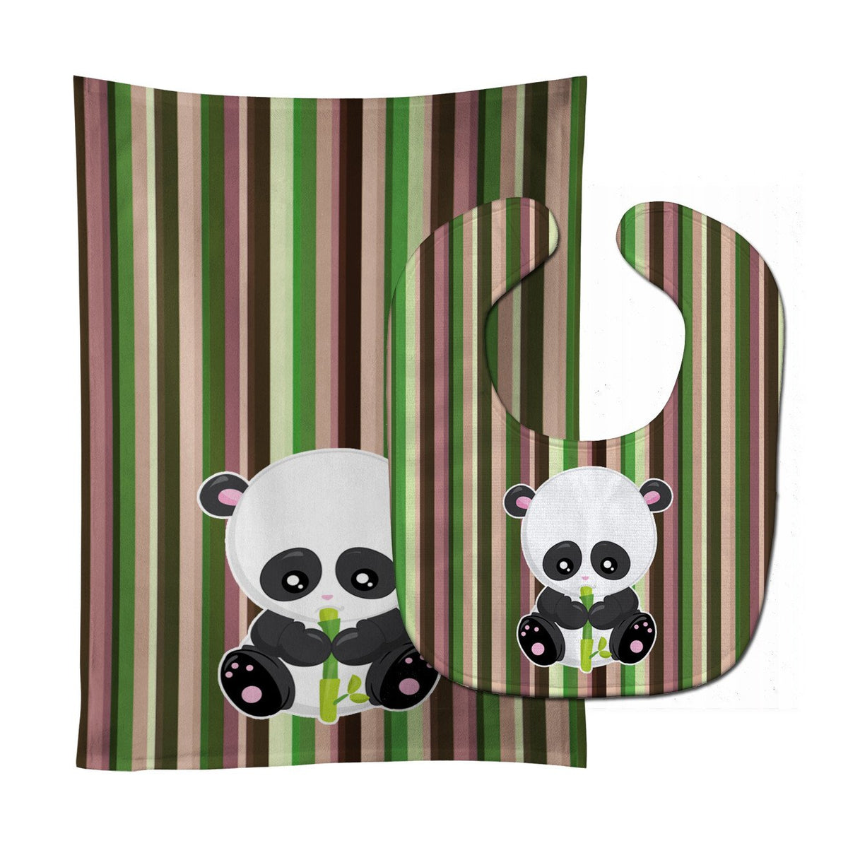 Bamboo Flute Panda Baby Bib &amp; Burp Cloth BB6803STBU by Caroline&#39;s Treasures