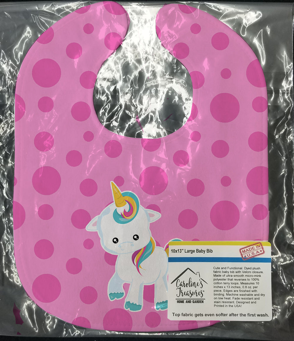 Pink Polkadot Unicorn Baby Bib BB6805BIB - the-store.com