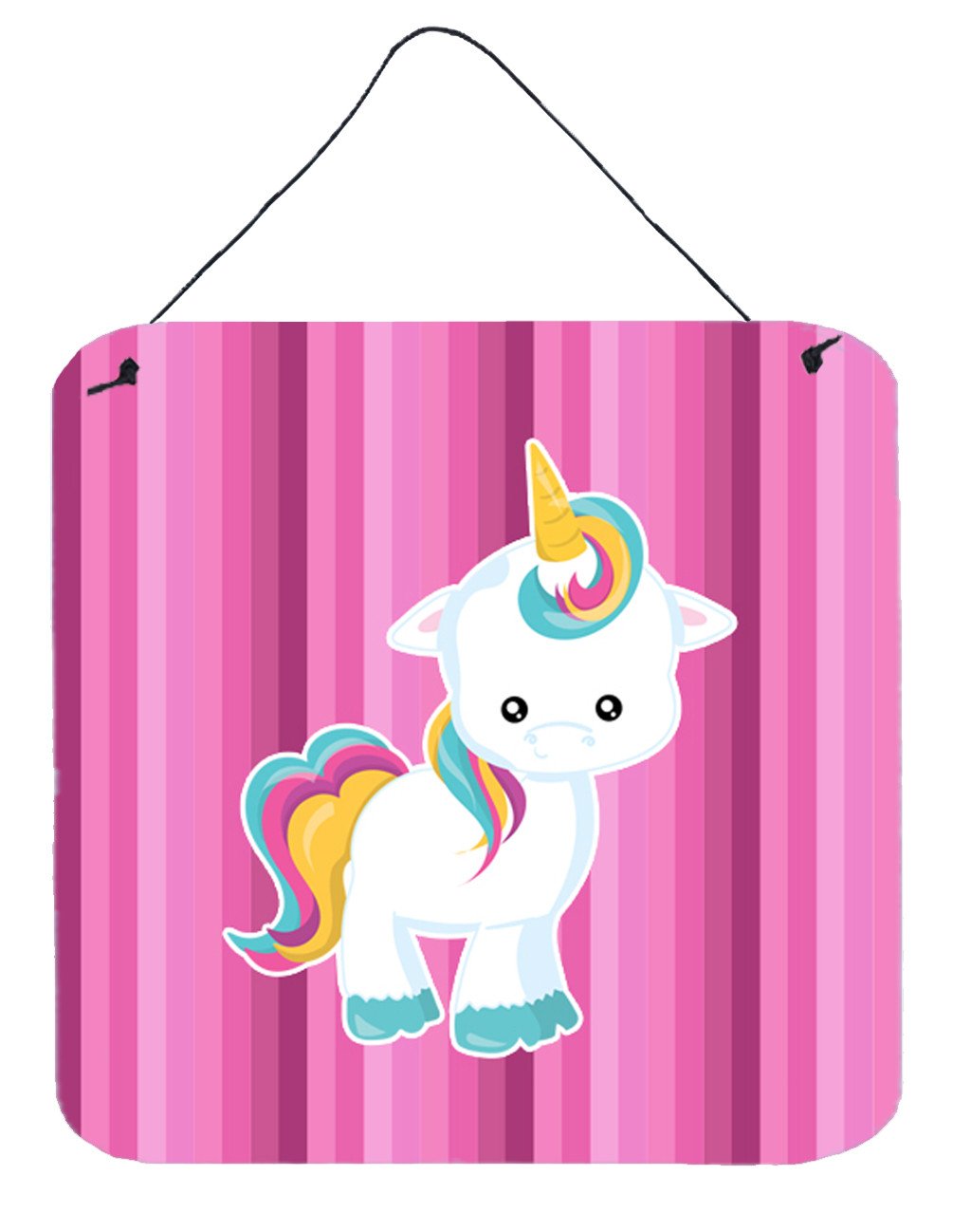 Pink Stripes Unicorn Wall or Door Hanging Prints BB6806DS66 by Caroline's Treasures