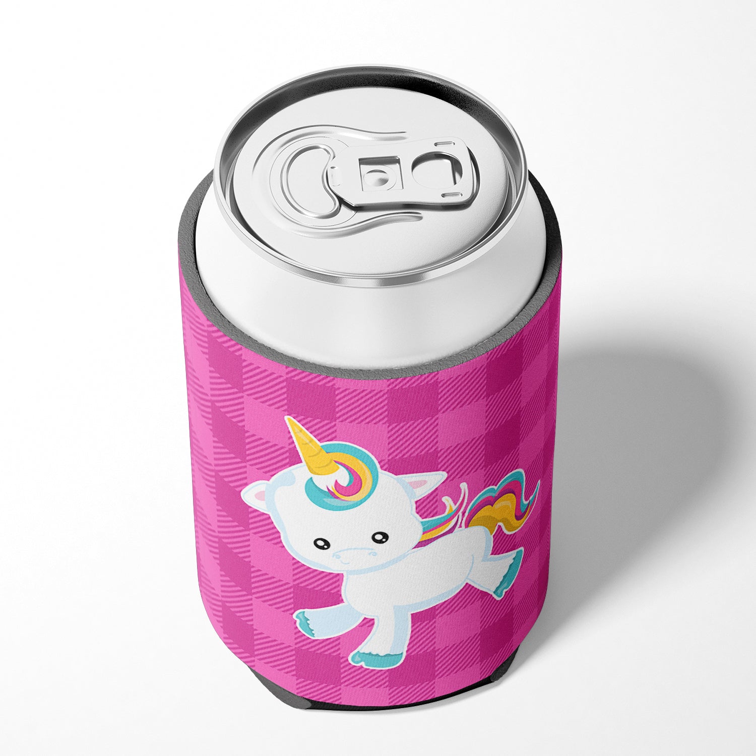 Pink Plaid Unicorn Can or Bottle Hugger BB6807CC  the-store.com.
