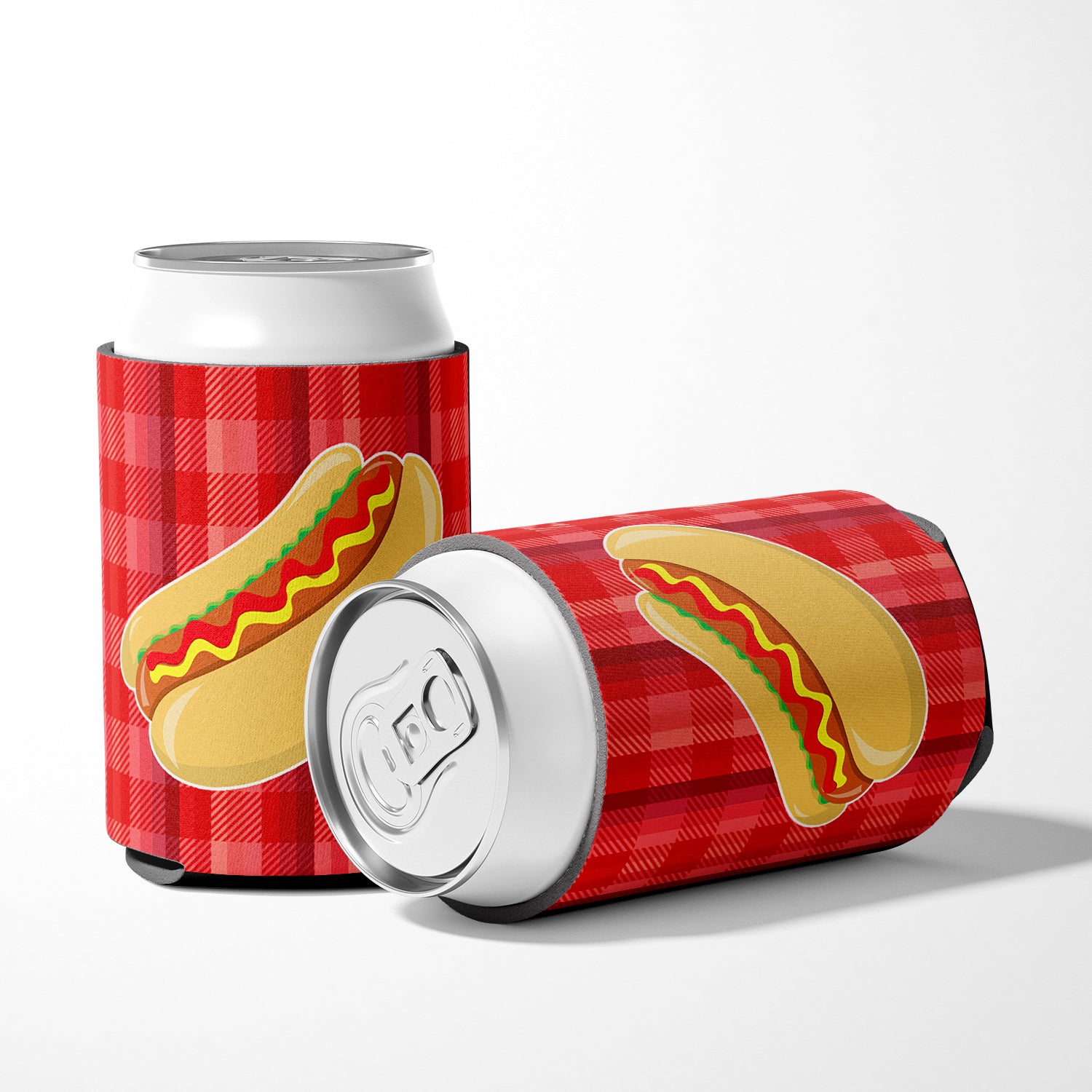 Hot Dog Plaid Can or Bottle Hugger BB6813CC  the-store.com.