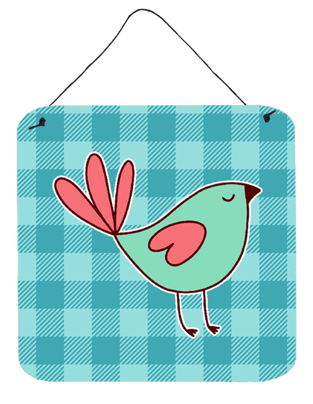 Bird on Blue Plaid Wall or Door Hanging Prints BB6831DS66 by Caroline&#39;s Treasures