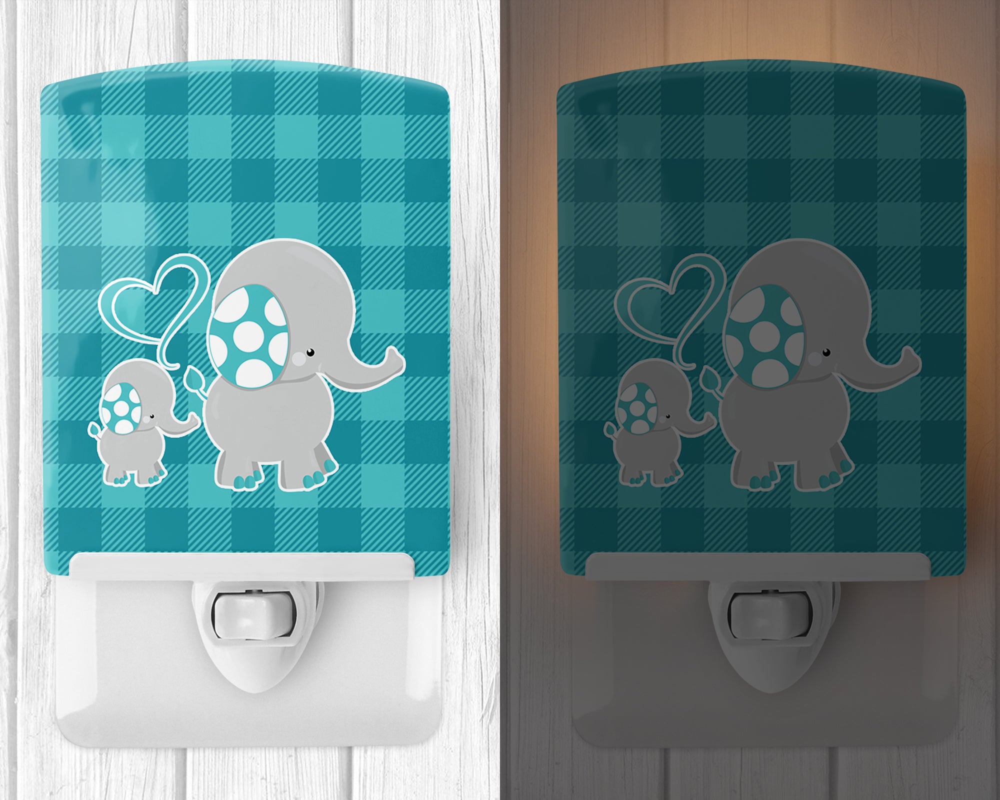 Mommy and Baby Elephant Ceramic Night Light BB6834CNL - the-store.com