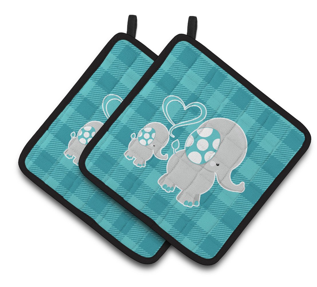 Mommy and Baby Elephant Pair of Pot Holders BB6834PTHD by Caroline&#39;s Treasures