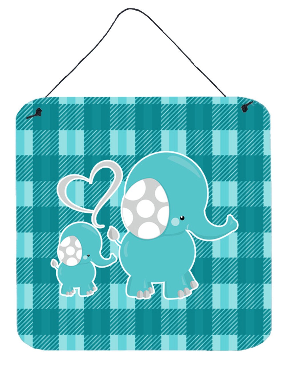 Plaid Momma and Baby Elephant Wall or Door Hanging Prints BB6839DS66 by Caroline&#39;s Treasures