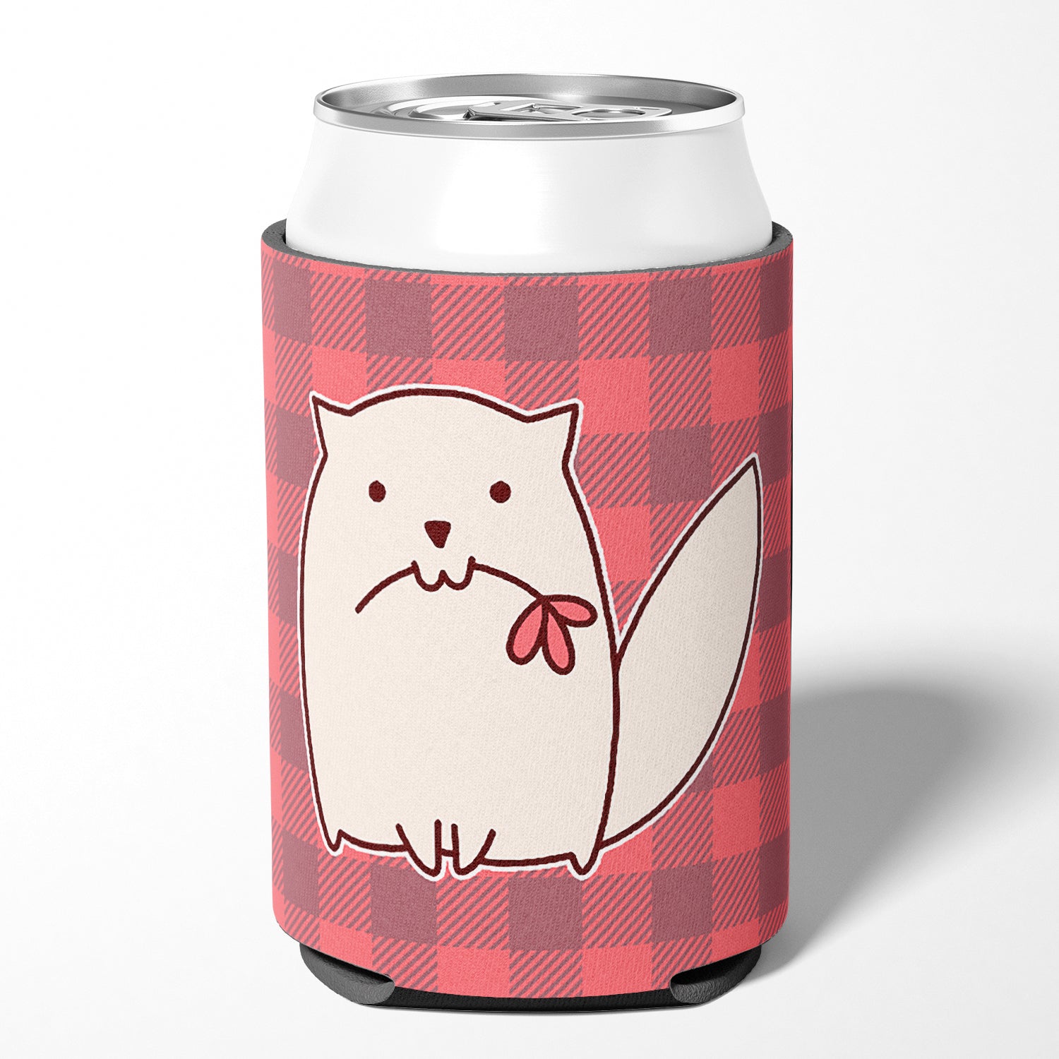 Cat Pink Plad Can or Bottle Hugger BB6854CC