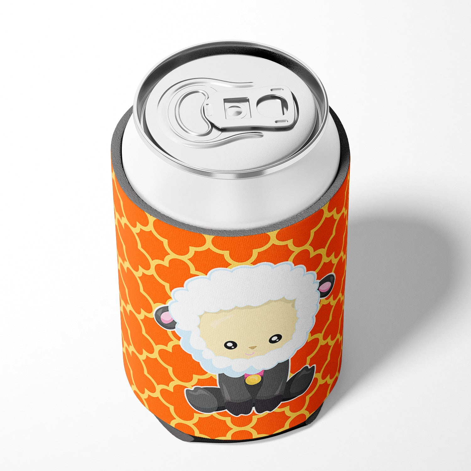 Sheep on Orange Quatrafoil Can or Bottle Hugger BB6872CC