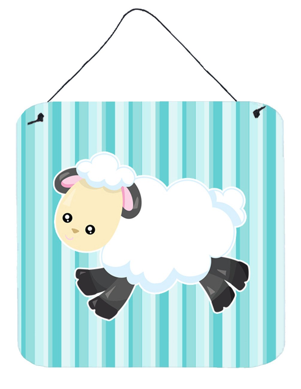 Sheep on Blue Stripes Wall or Door Hanging Prints BB6873DS66 by Caroline&#39;s Treasures