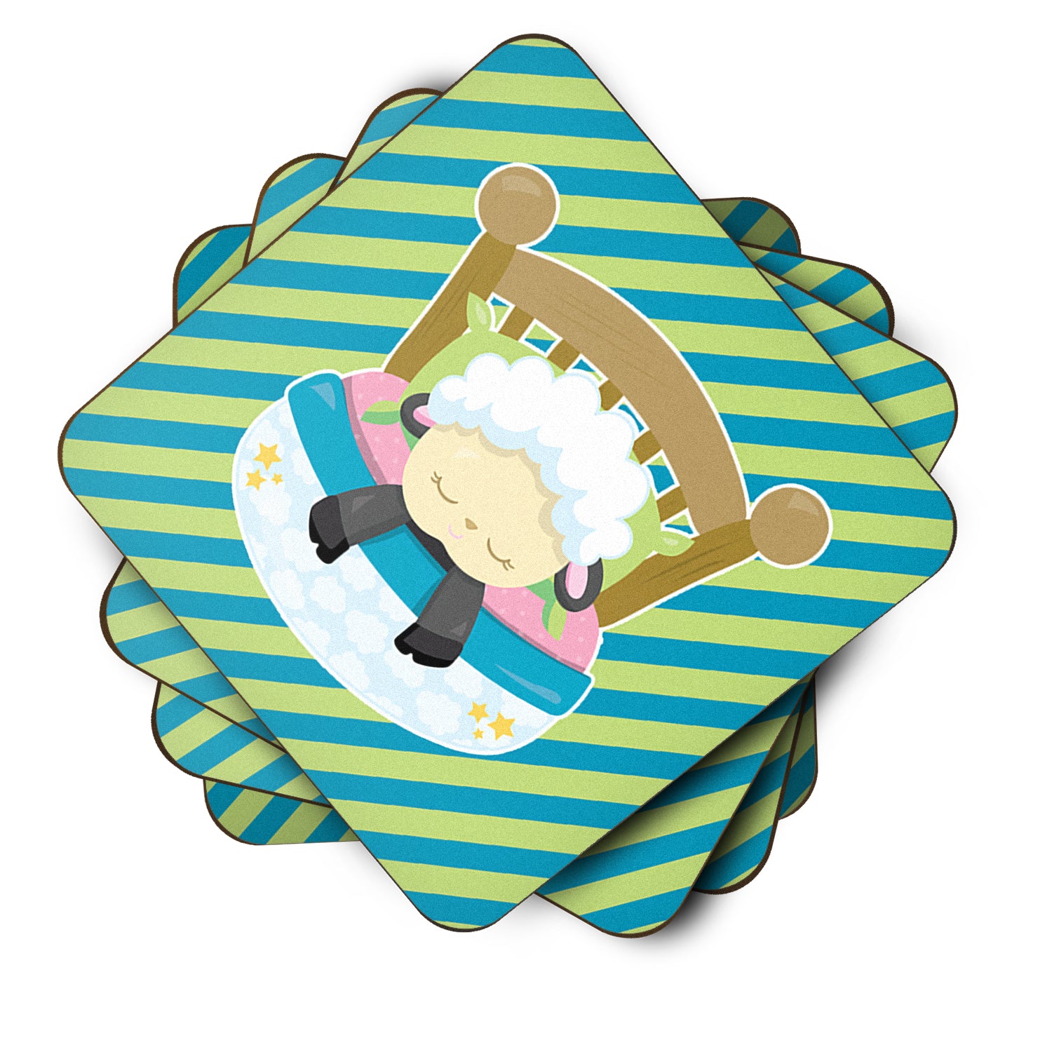 Sheep in Bed Foam Coaster Set of 4 BB6876FC - the-store.com