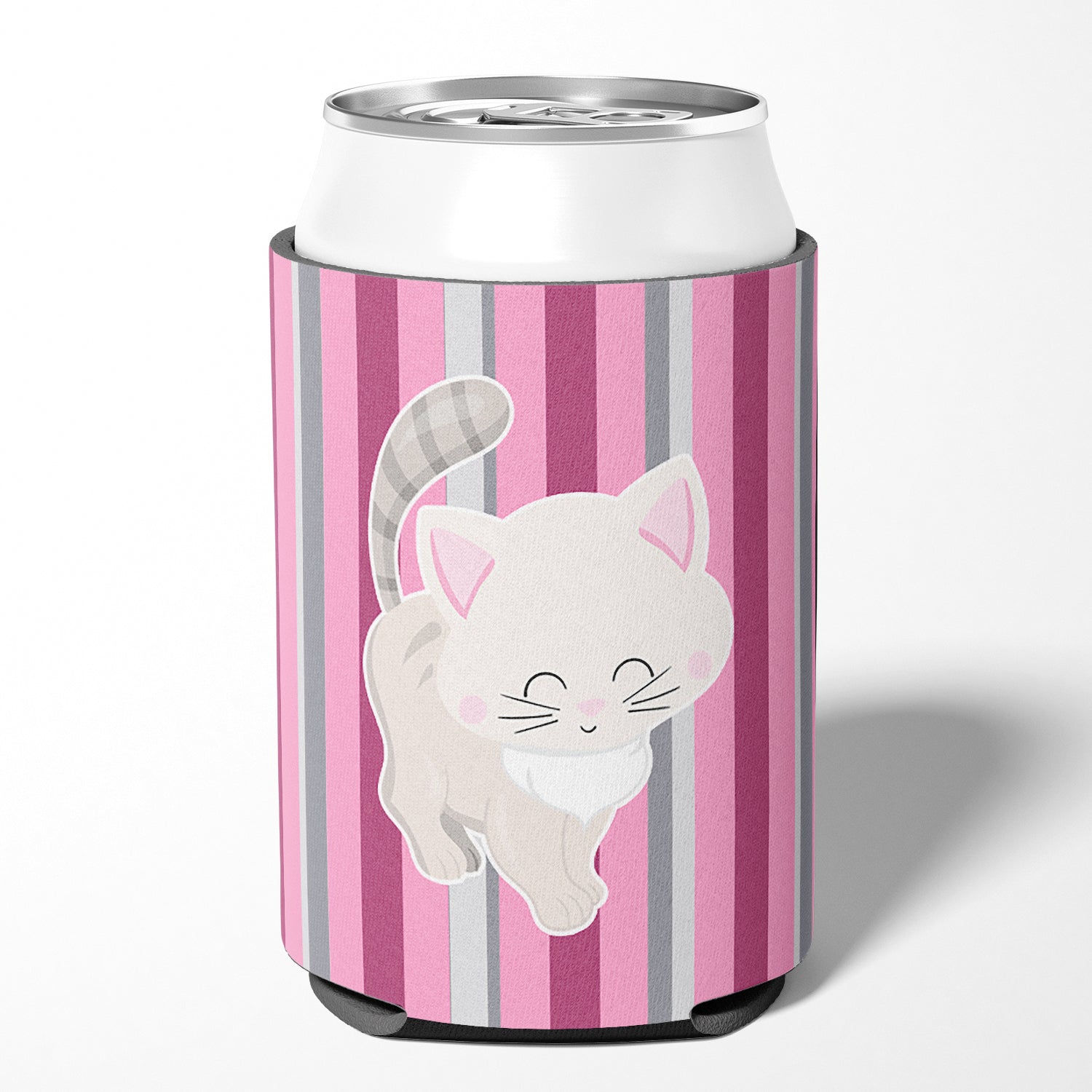 Kitten Cat Pink and Gray Can or Bottle Hugger BB6878CC
