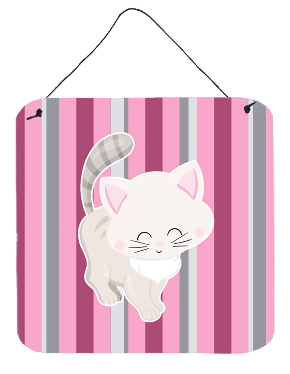 Kitten Cat Pink and Gray Wall or Door Hanging Prints BB6878DS66 by Caroline's Treasures