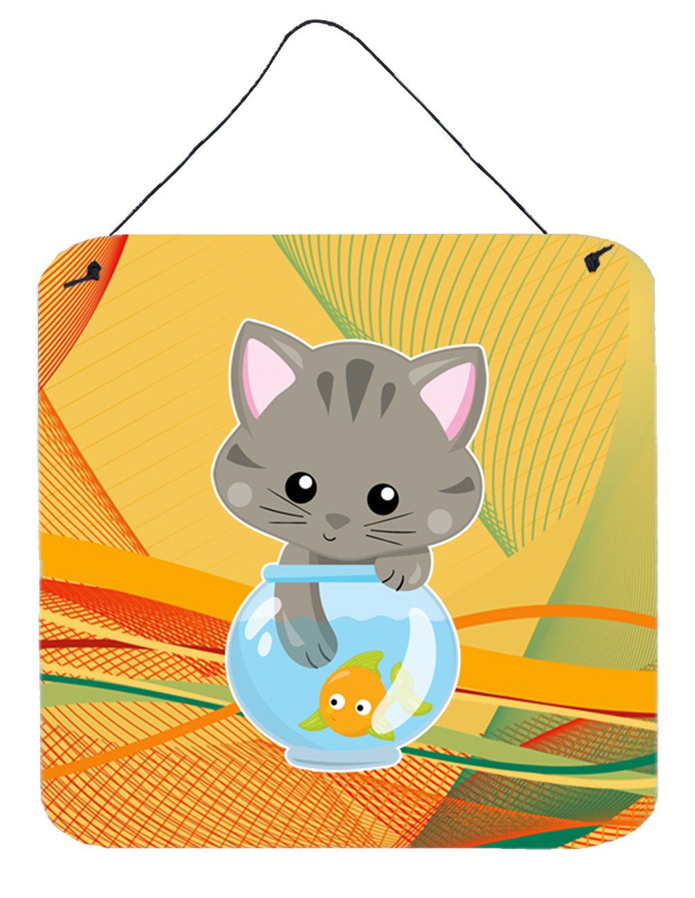 Kitten in the Fish Bowl Wall or Door Hanging Prints BB6879DS66 by Caroline&#39;s Treasures