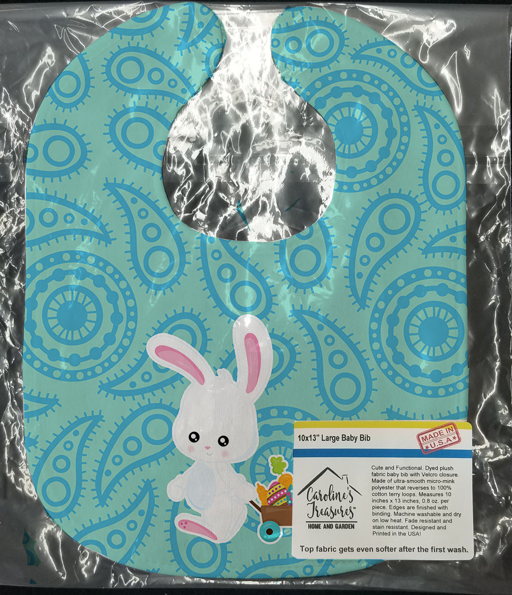 Easter Rabbit Paisley Blue Baby Bib BB6898BIB - the-store.com