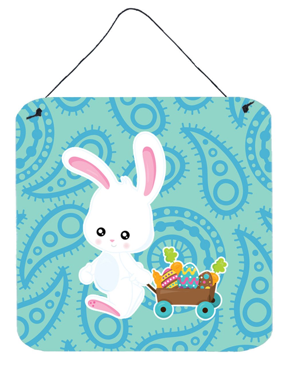 Easter Rabbit Paisley Blue Wall or Door Hanging Prints BB6898DS66 by Caroline&#39;s Treasures