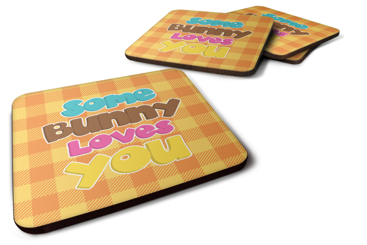 Easter Some Bunny Loves You Foam Coaster Set of 4 BB6902FC - the-store.com