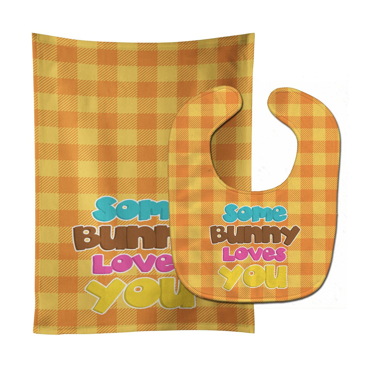 Easter Some Bunny Loves You Baby Bib &amp; Burp Cloth BB6902STBU by Caroline&#39;s Treasures