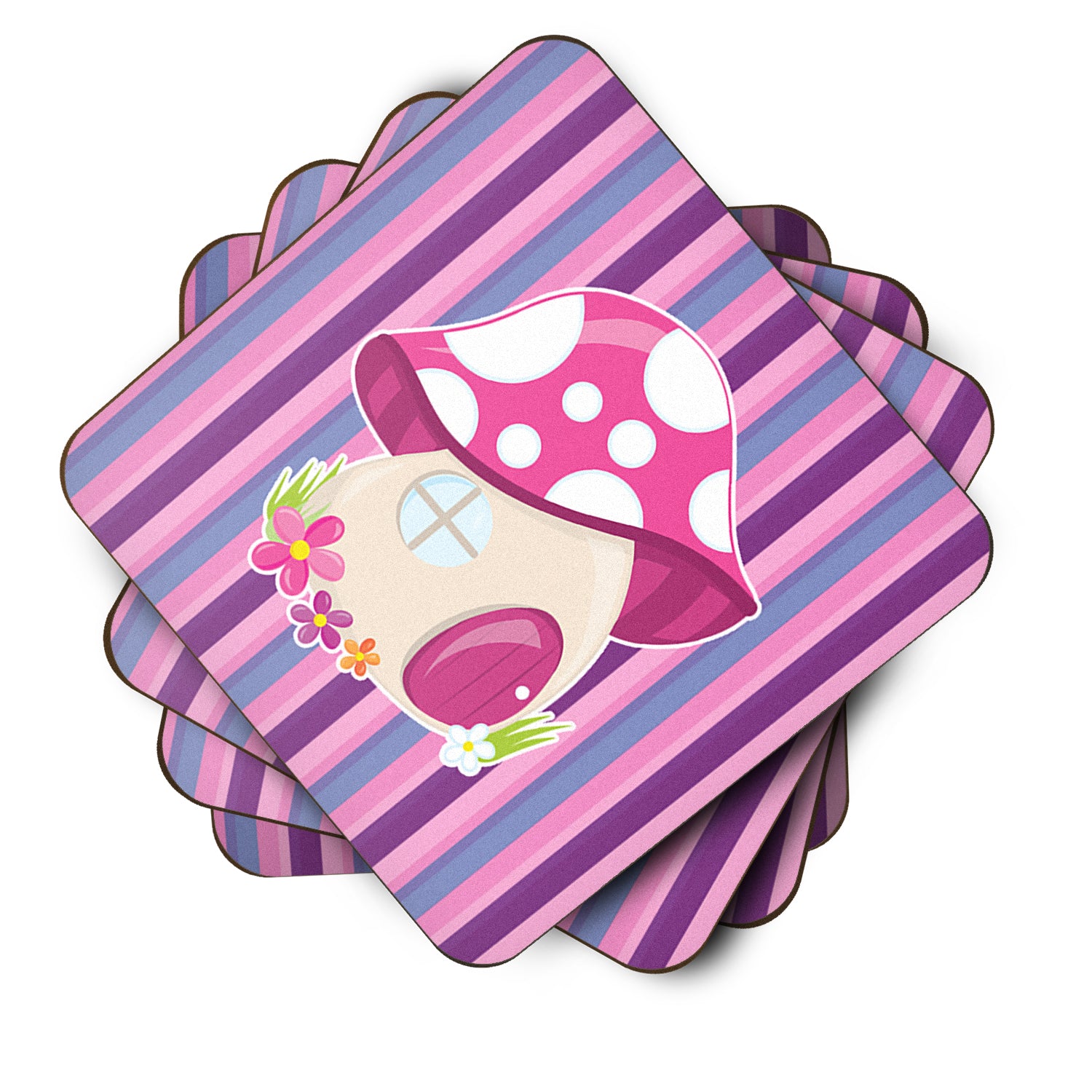 Fairy House Pink and Purple Foam Coaster Set of 4 BB6908FC - the-store.com