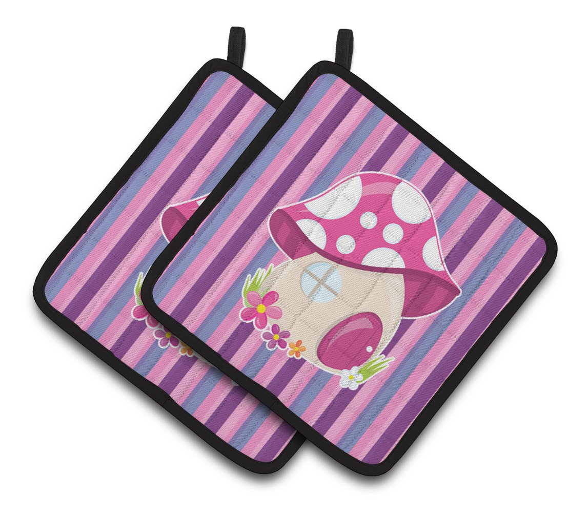 Fairy House Pink and Purple Pair of Pot Holders BB6908PTHD by Caroline&#39;s Treasures