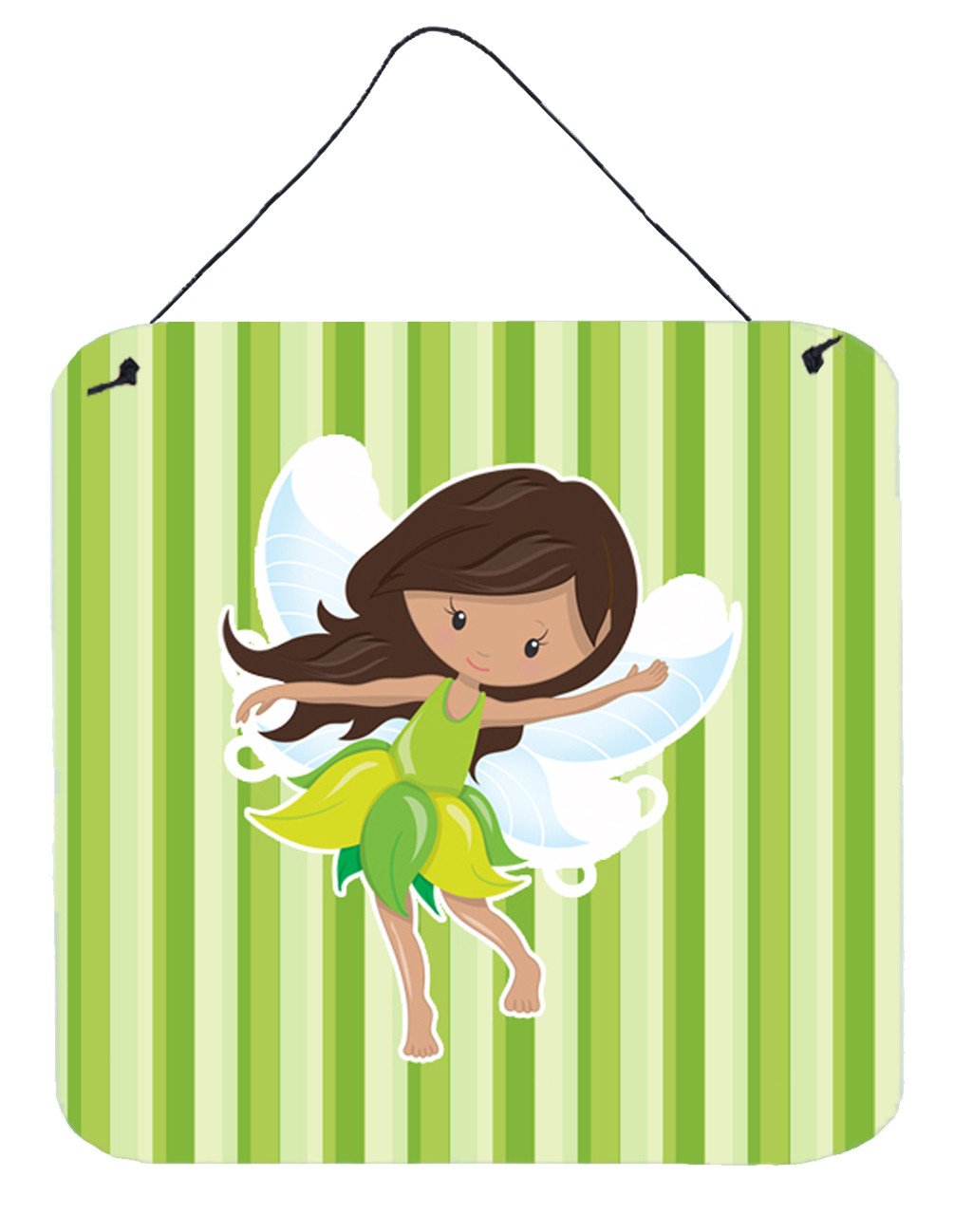 Fairy Green Stripes Wall or Door Hanging Prints BB6909DS66 by Caroline&#39;s Treasures