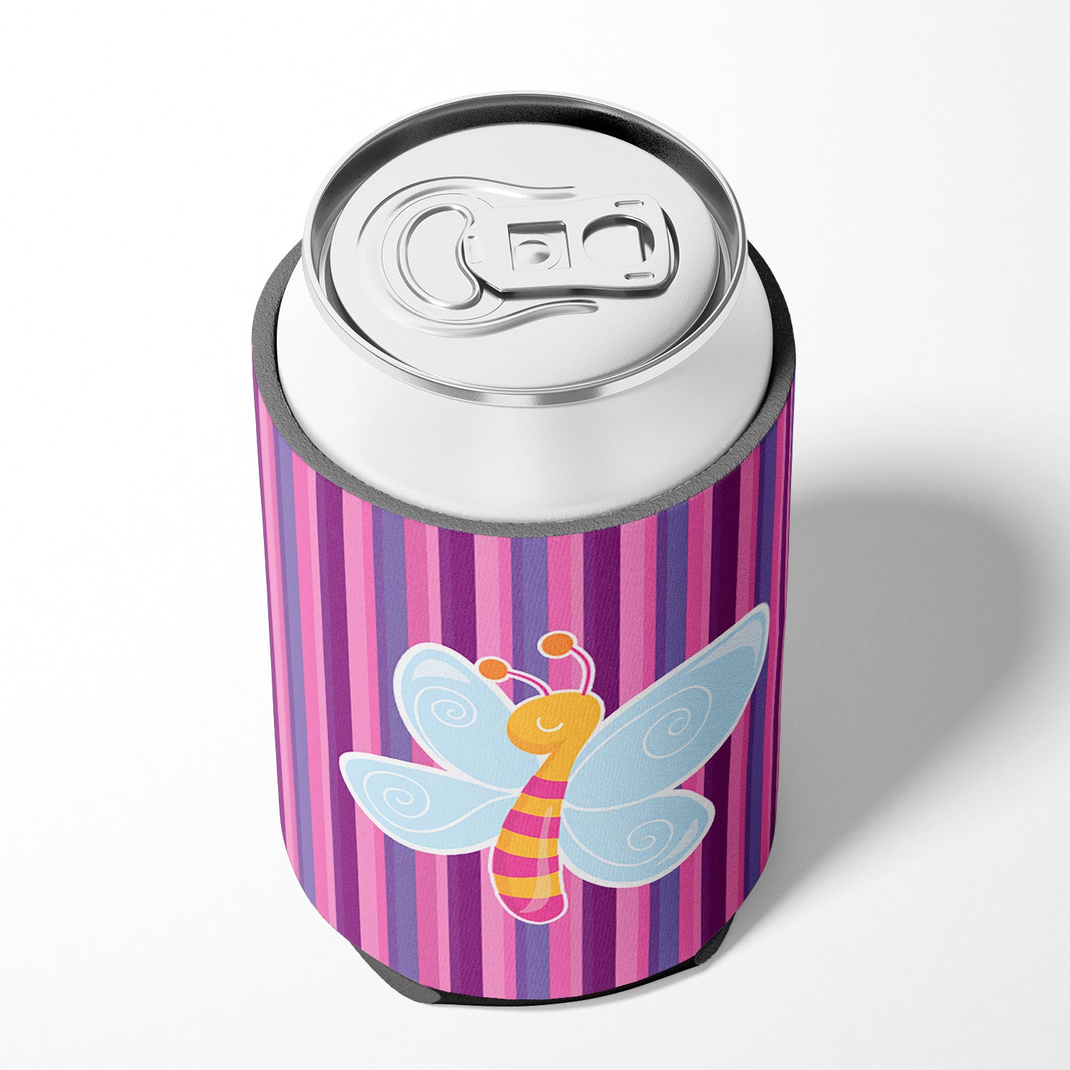 Dragonfly in Pink Stripes Can or Bottle Hugger BB6916CC