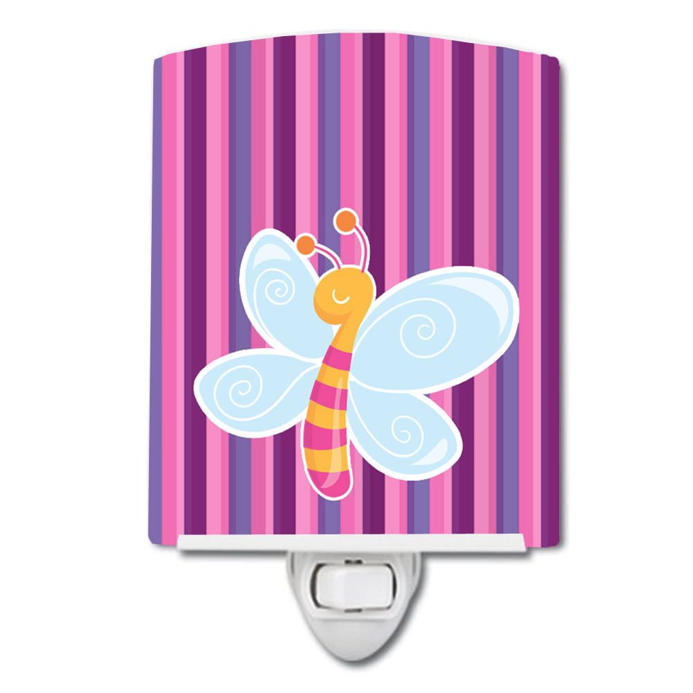 Dragonfly in Pink Stripes Ceramic Night Light BB6916CNL - the-store.com