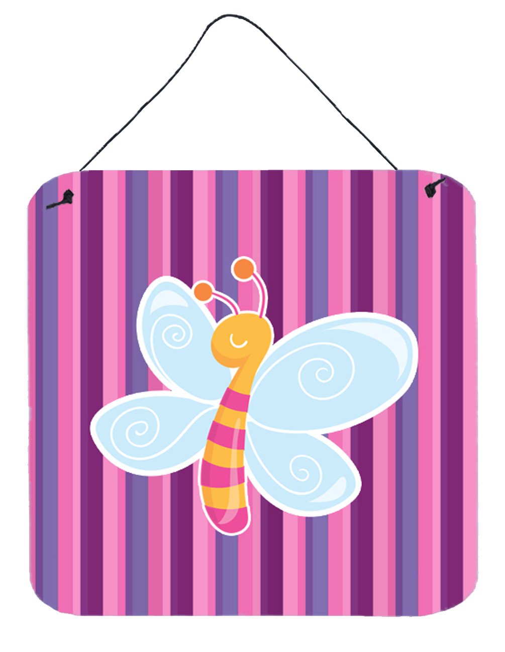 Dragonfly in Pink Stripes Wall or Door Hanging Prints BB6916DS66 by Caroline&#39;s Treasures