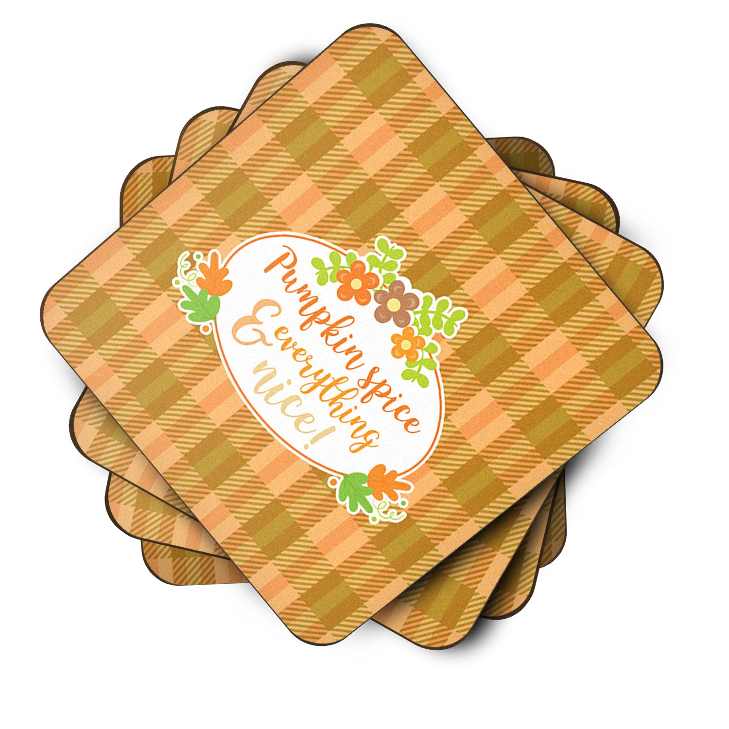 Fall Pumpkin Spice and Everything Foam Coaster Set of 4 BB6920FC - the-store.com