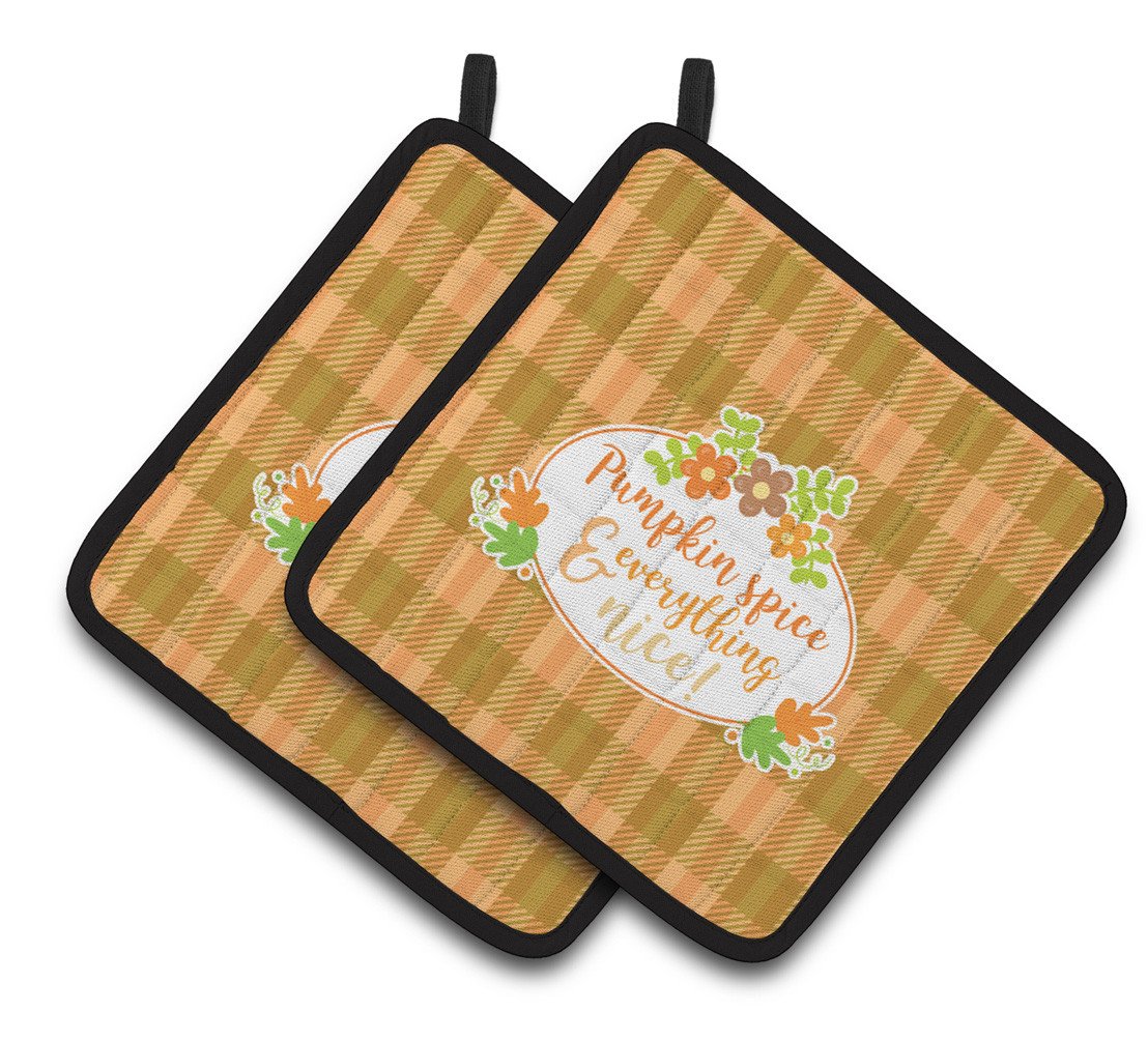 Fall Pumpkin Spice and Everything Pair of Pot Holders BB6920PTHD by Caroline's Treasures