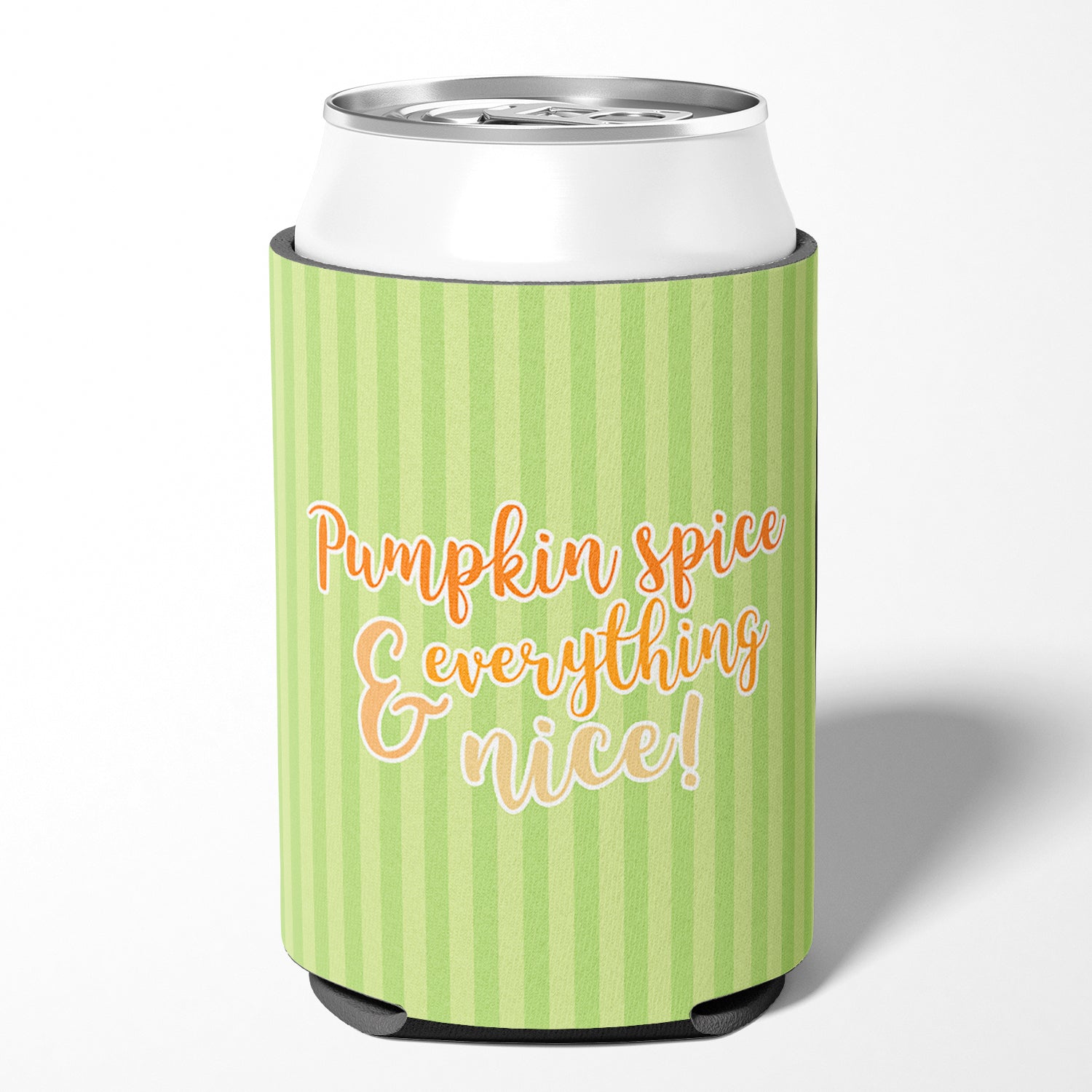 Fall Pumpkin Spice Green Stripe Can or Bottle Hugger BB6922CC