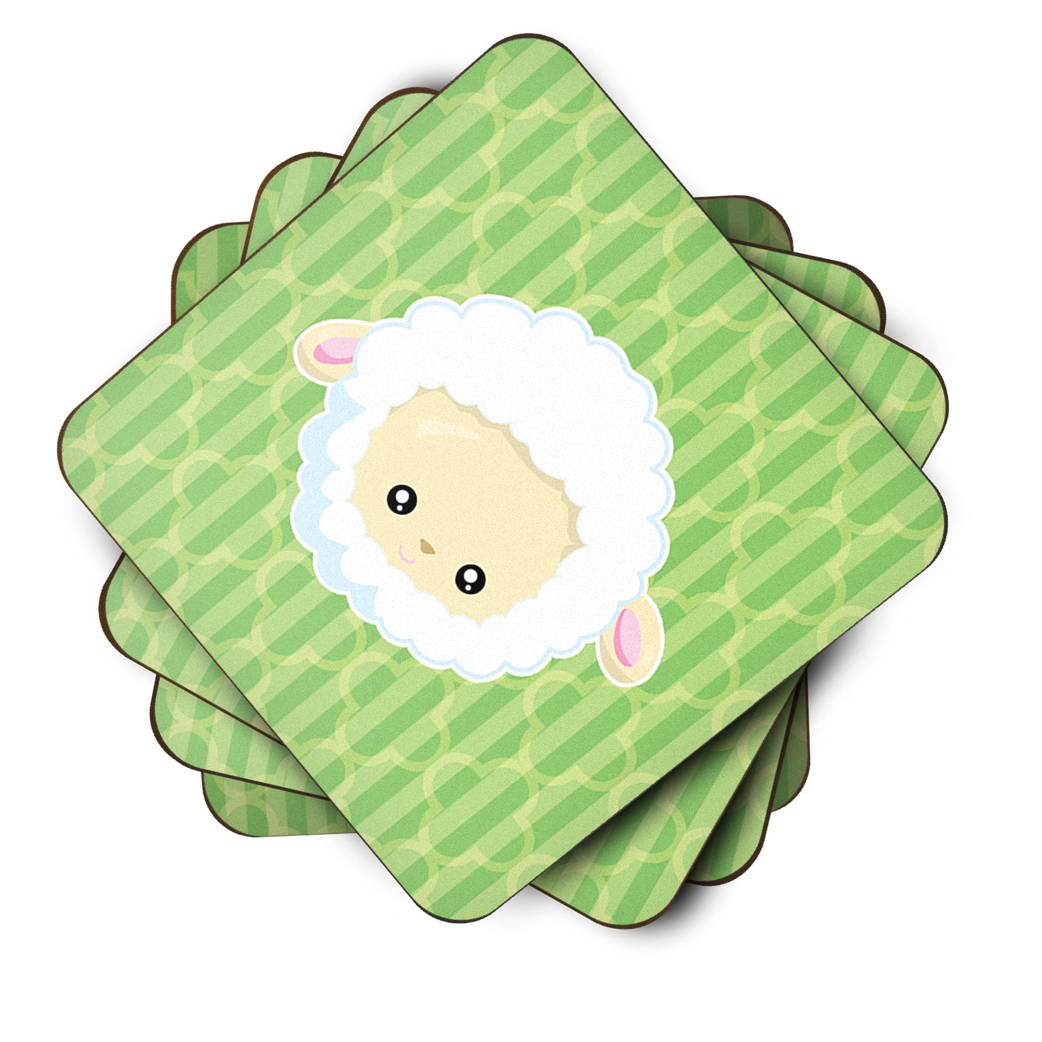 Sheep Lamb Face Foam Coaster Set of 4 BB6928FC - the-store.com