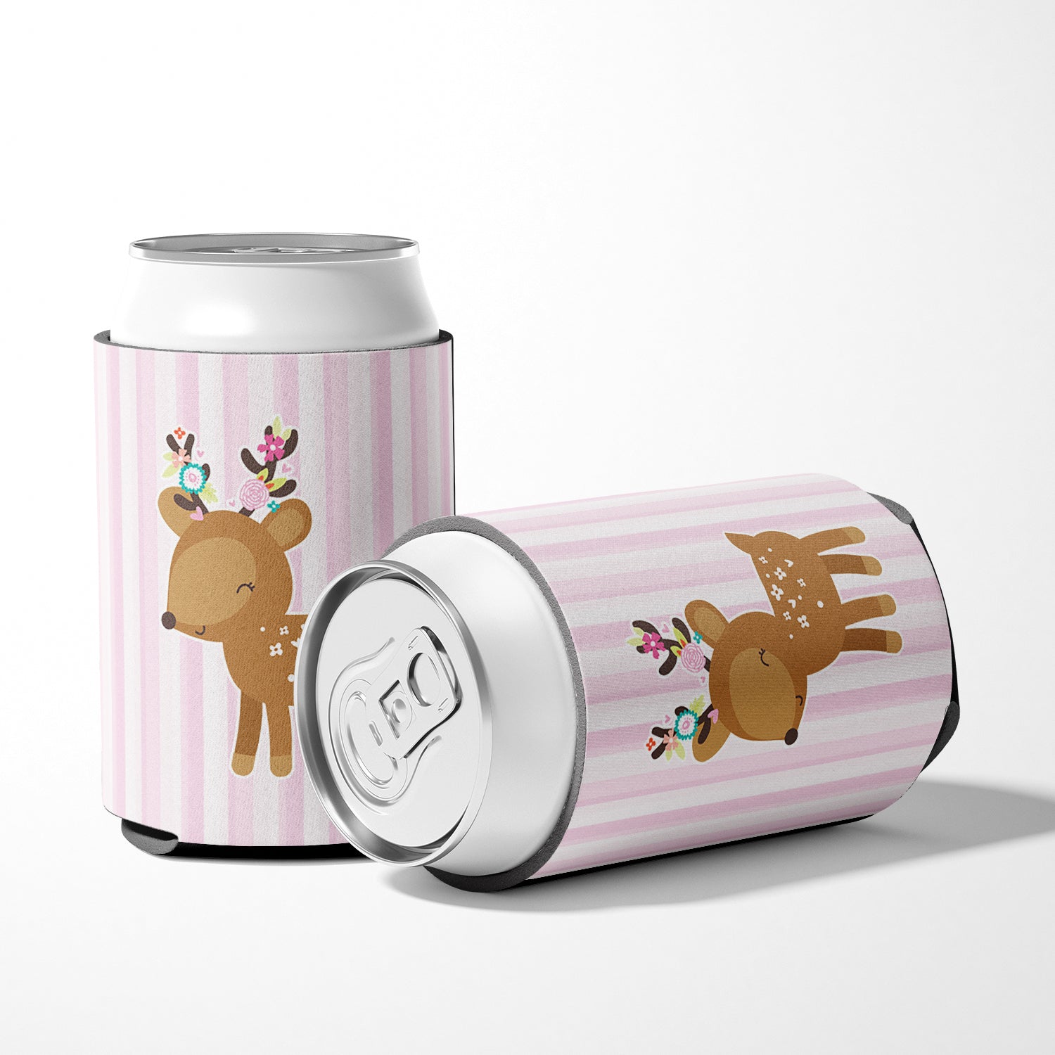 Deer in Pink Stripes Can or Bottle Hugger BB6934CC  the-store.com.