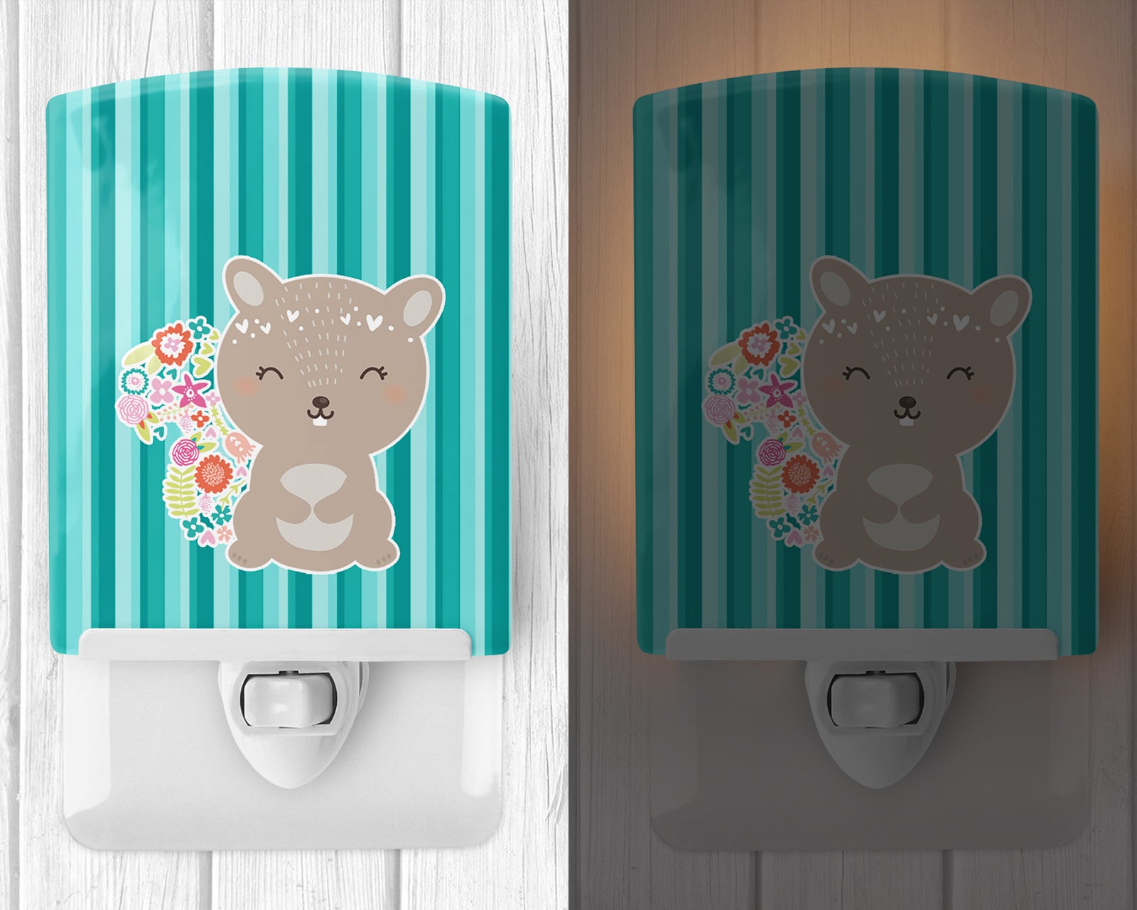 Caroline's Treasures Flowered Squirrel Ceramic Night Light BB6936CNL