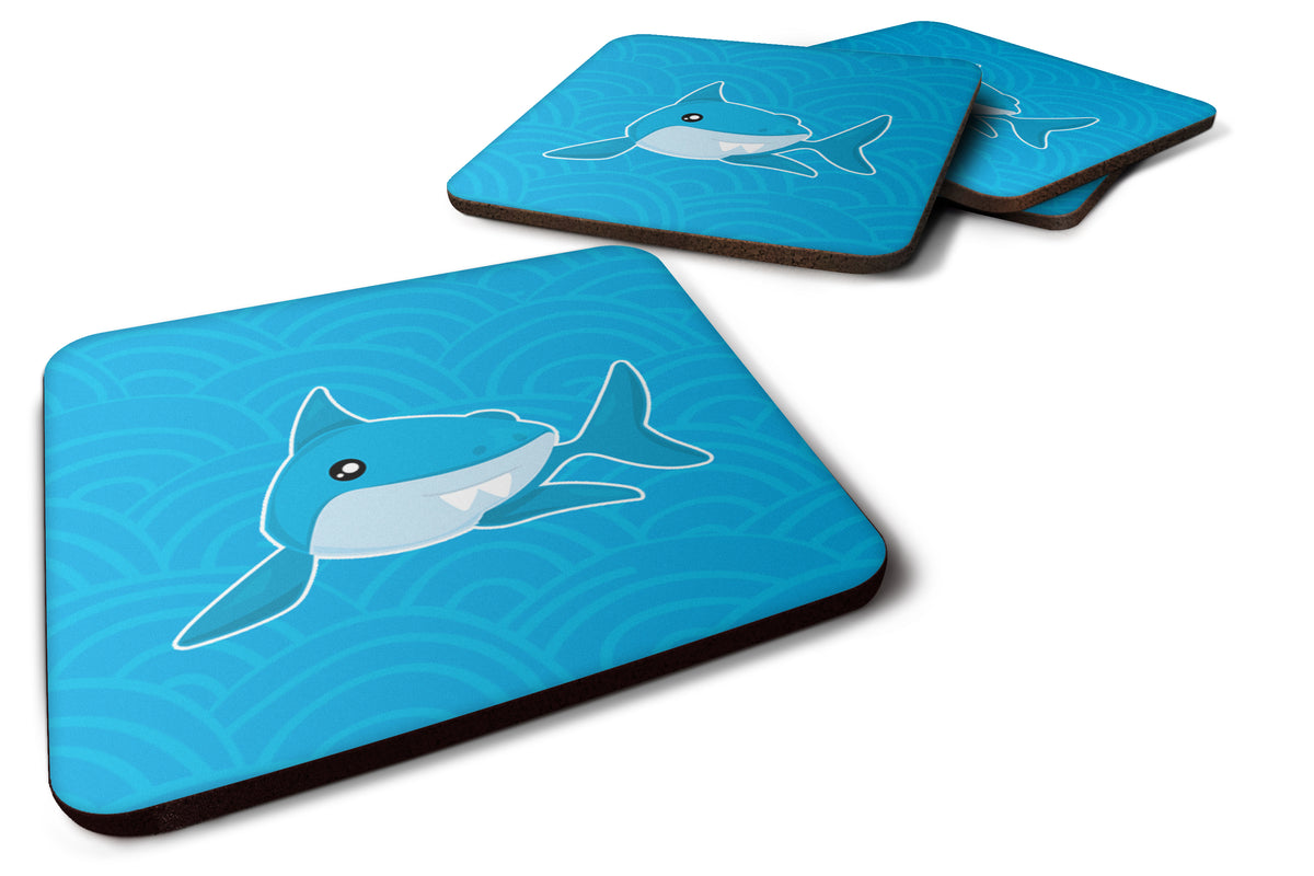 Shark with Waves Foam Coaster Set of 4 BB6943FC - the-store.com
