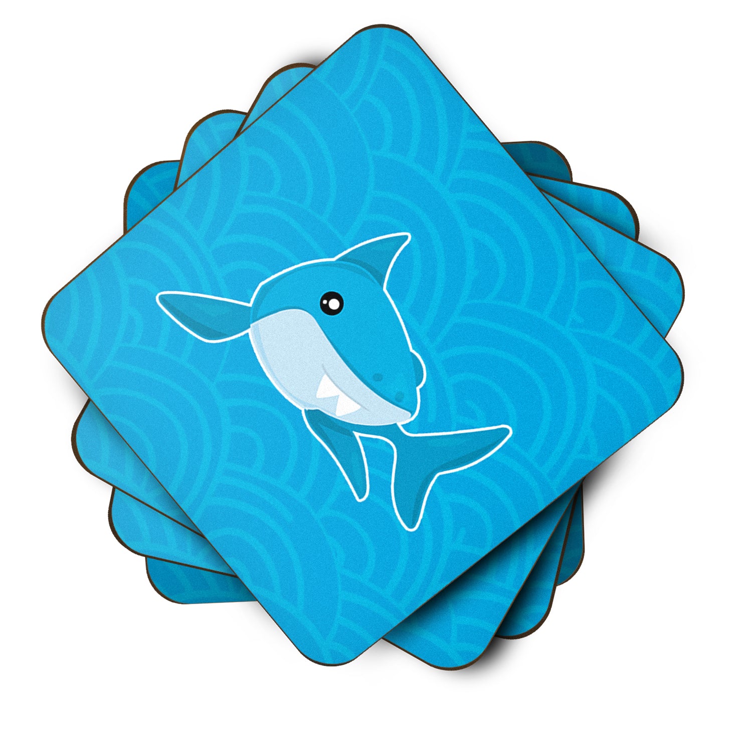 Shark with Waves Foam Coaster Set of 4 BB6943FC - the-store.com
