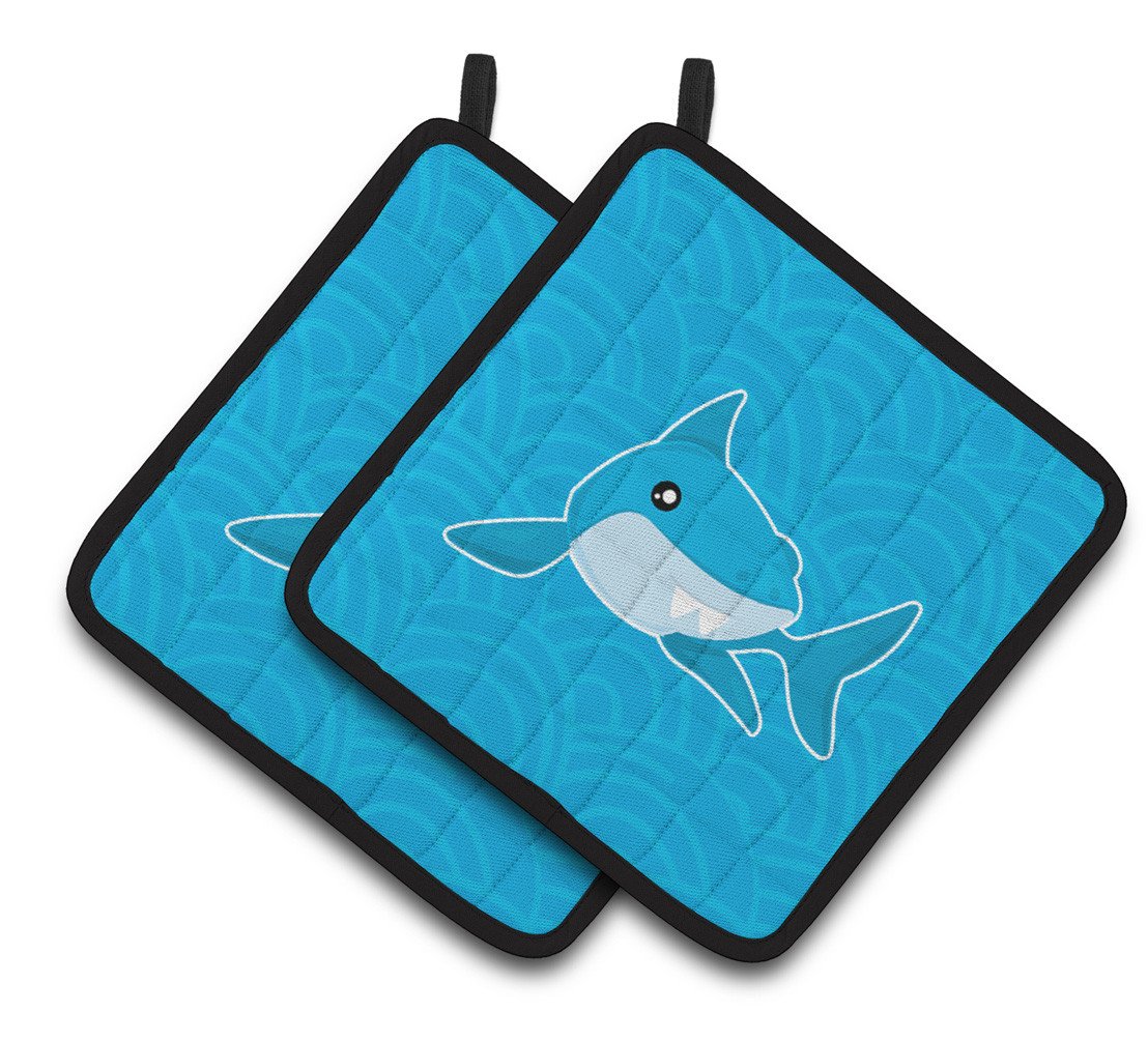Shark with Waves Pair of Pot Holders BB6943PTHD by Caroline&#39;s Treasures