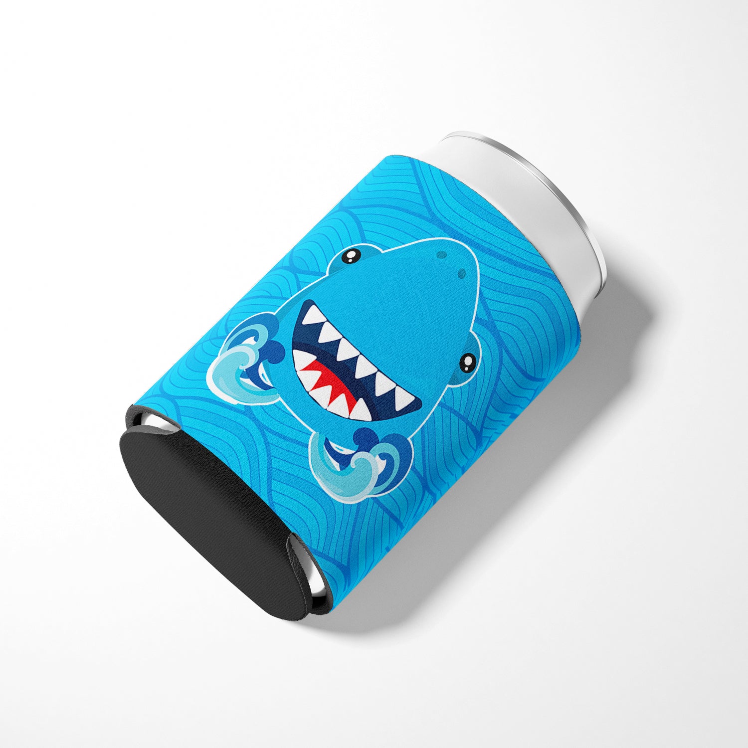 Shark Open Wide in Waves Can or Bottle Hugger BB6947CC