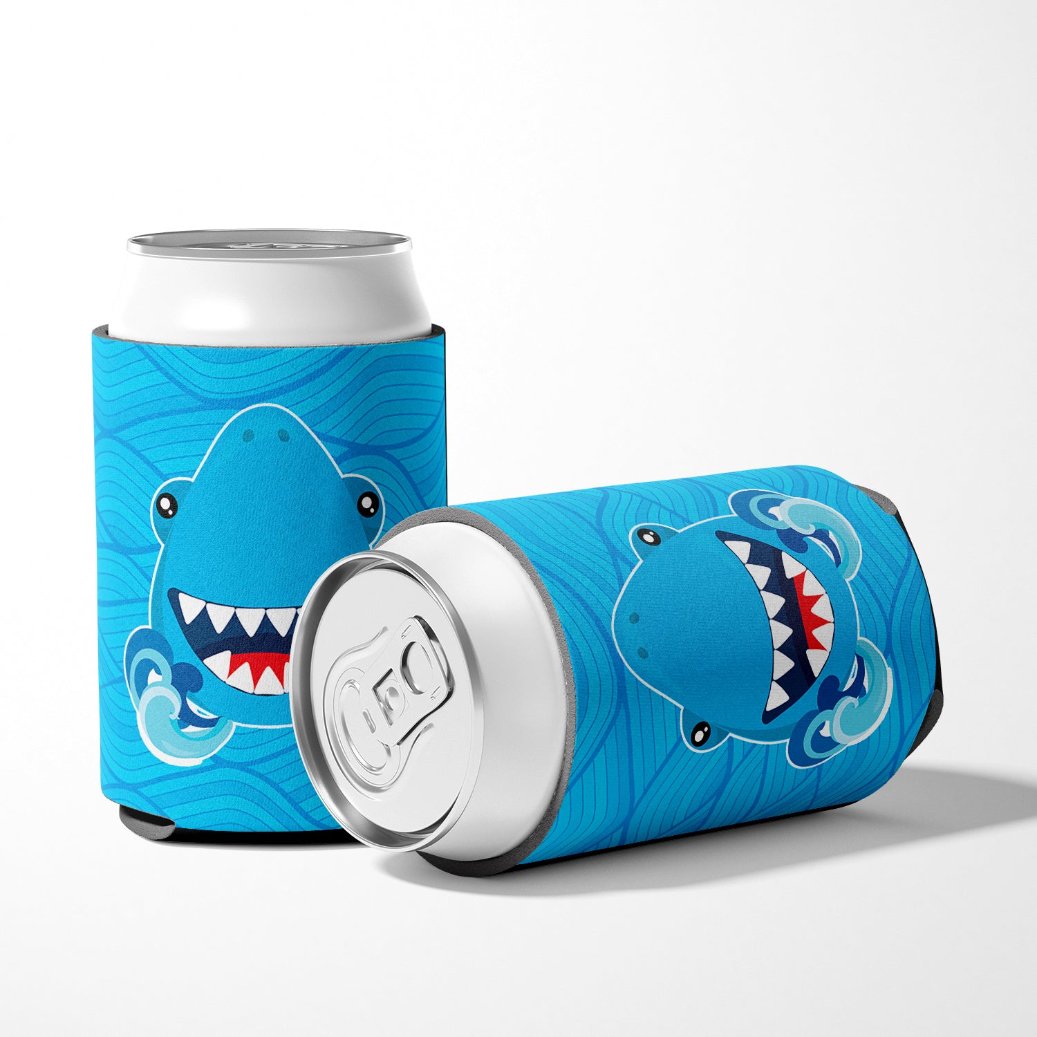 Shark Open Wide in Waves Can or Bottle Hugger BB6947CC