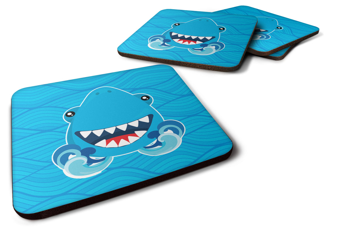 Caroline's Treasures Shark Open Wide in Waves Foam Coaster BB6947FC