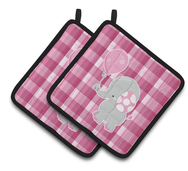 Elephant with Pink Balloon Pair of Pot Holders BB6948PTHD by Caroline's Treasures