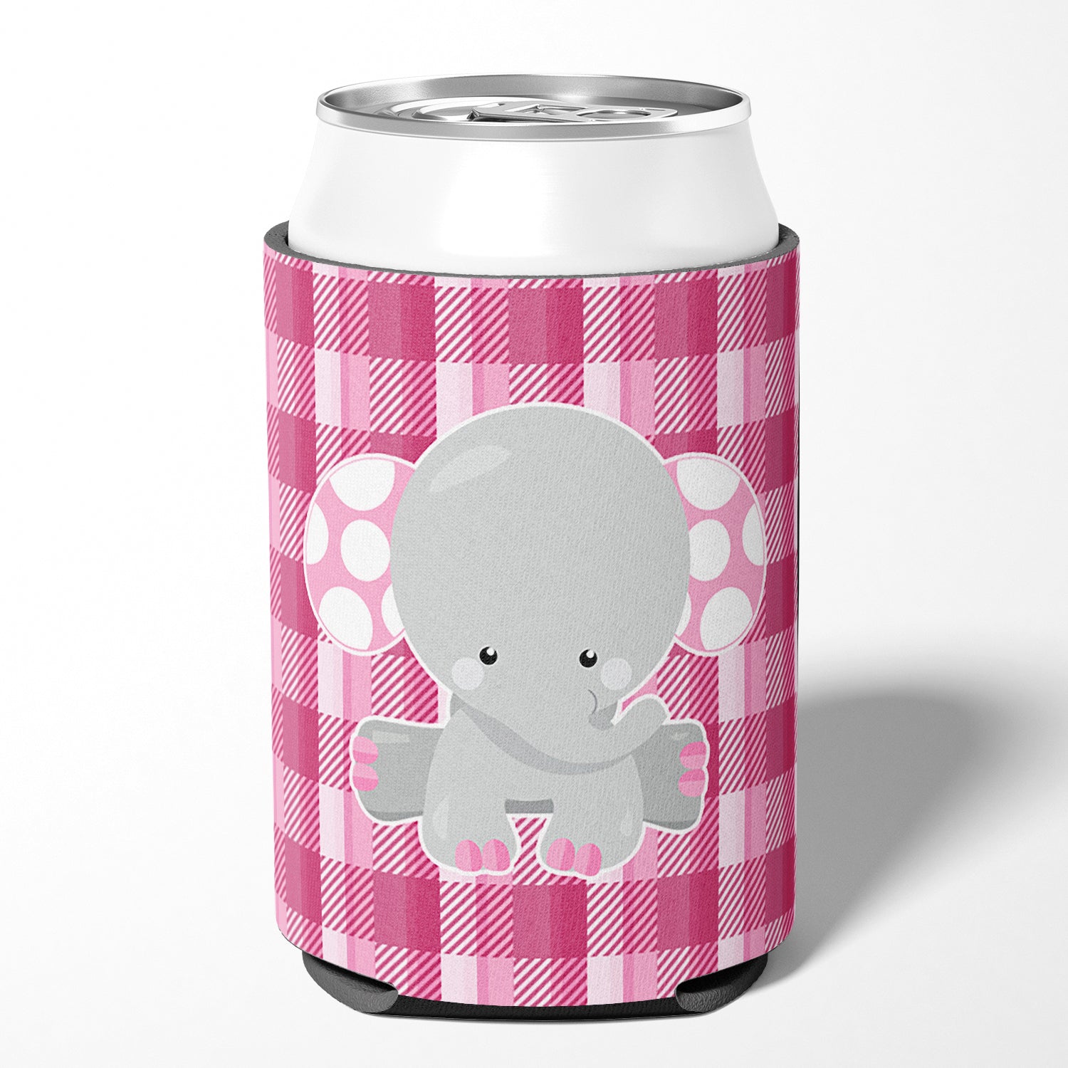 Elephant Pink Gingham Can or Bottle Hugger BB6952CC