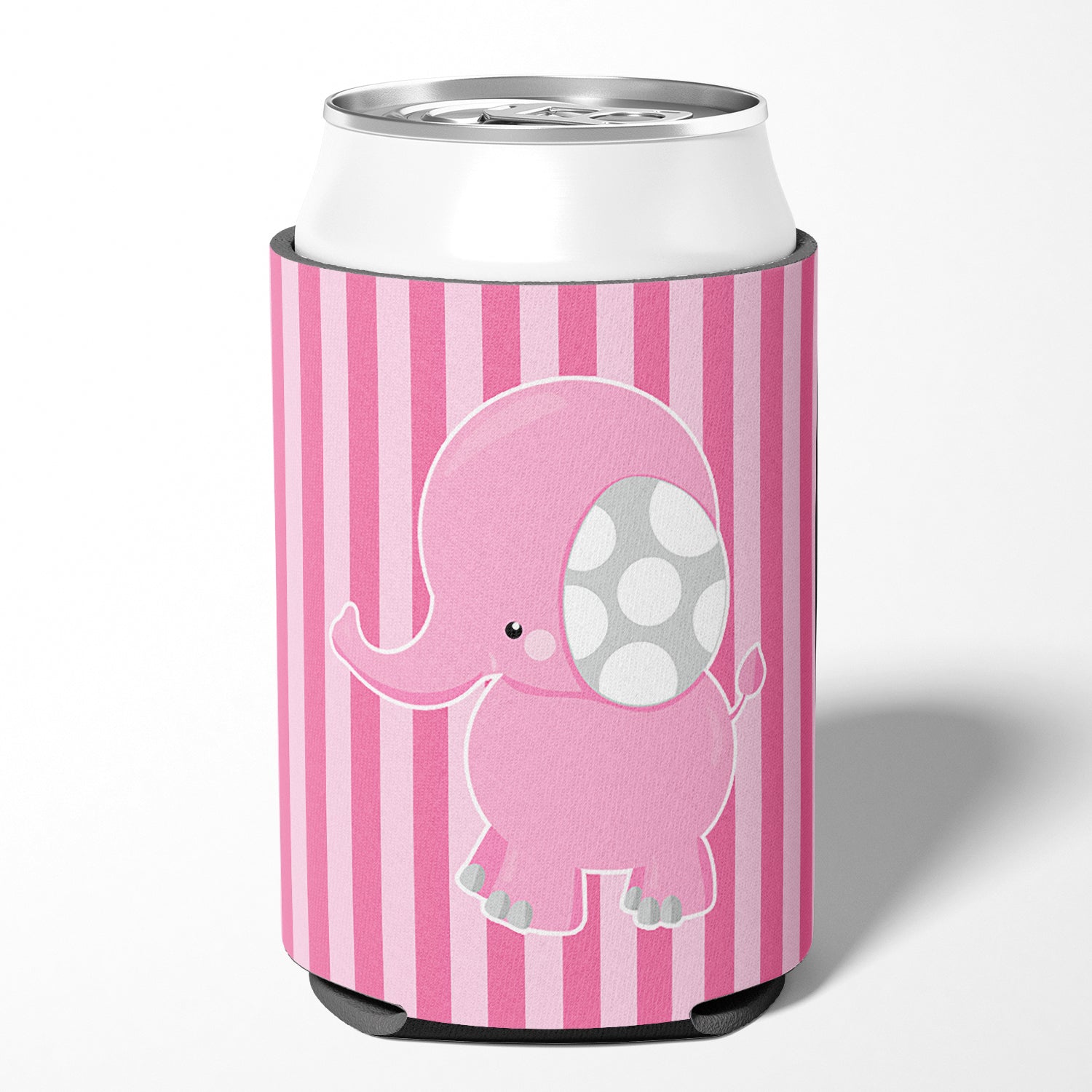 Elephant on Pink Stripes Can or Bottle Hugger BB6955CC  the-store.com.