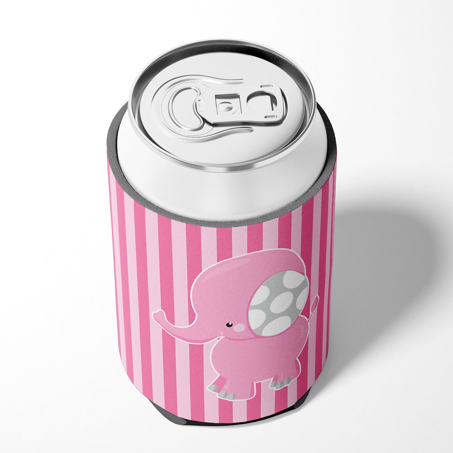 Elephant on Pink Stripes Can or Bottle Hugger BB6955CC  the-store.com.