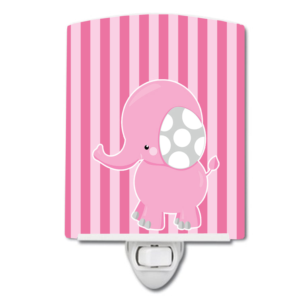 Elephant on Pink Stripes Ceramic Night Light BB6955CNL - the-store.com