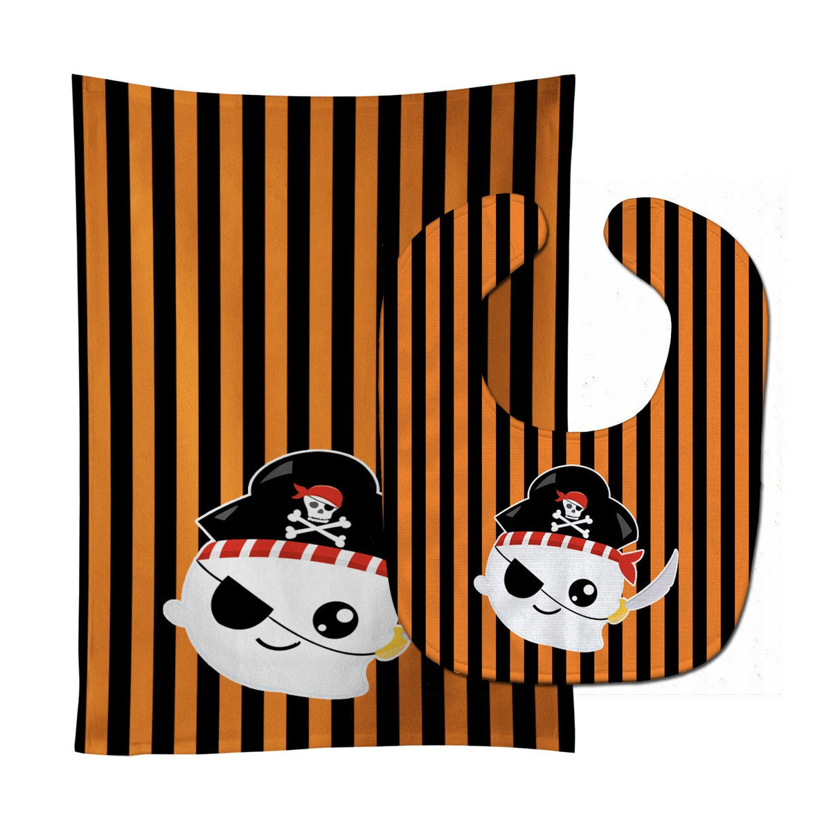 Halloween Ghost Pirate Baby Bib &amp; Burp Cloth BB6957STBU by Caroline&#39;s Treasures