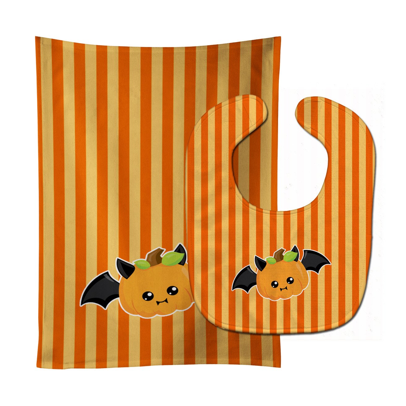 Halloween Pumpkin Bat Baby Bib & Burp Cloth BB6959STBU by Caroline's Treasures